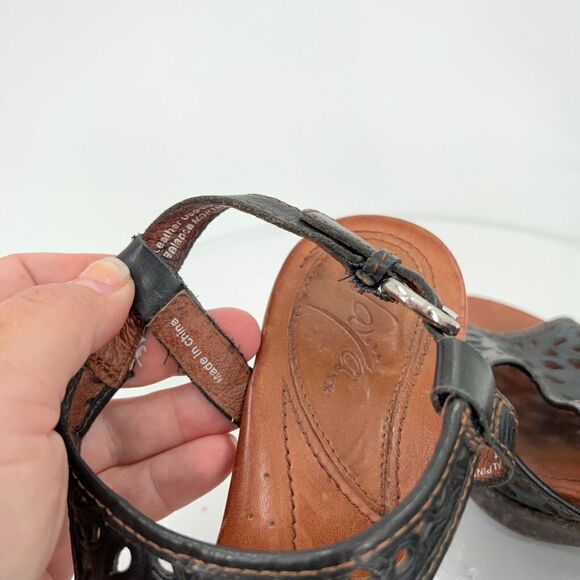 Naya Alpine Sandal Women's Size 10 M Black Leather Tooled Block Heel Slingback - Picture 13 of 16